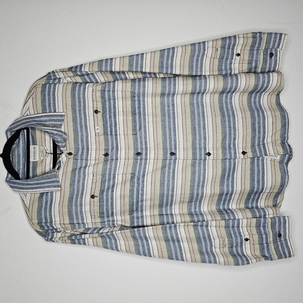 NWT Quiksilver Men's Blue/Tan/White/Stanton Button Up Shirt Size Medium